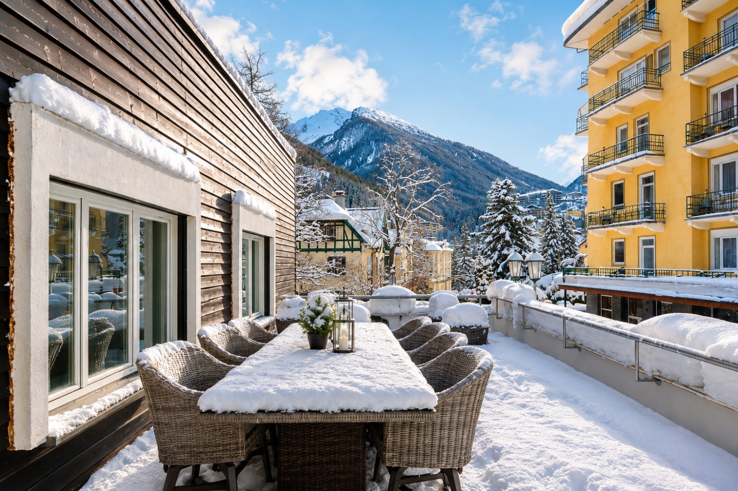 Winterterrasse in den Alpen